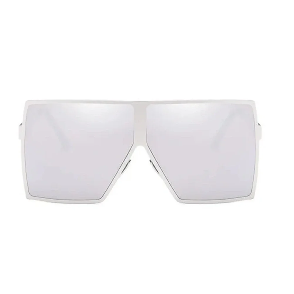 Oversized Square Mirrored Sunglasses Mens Womens Silver Frame Fashion Shades New
